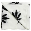 Cotton Scarf - cannabis leaf big - white-black - squared kerchief