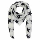 Cotton scarf - Stars 8 cm white - black - squared kerchief