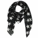 Baumwolltuch - Sterne 8 cm schwarz - weiß - quadratisches Tuch