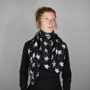 Cotton scarf - Stars 8 cm black - white - squared kerchief