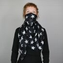 Cotton scarf - Stars 8 cm black - white - squared kerchief