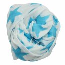 Baumwolltuch - Sterne 8 cm weiß - blau-hell - quadratisches Tuch