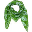 Cotton Scarf - skulls 1 green - white - squared kerchief