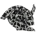 Cotton Scarf - Peace sign pattern 10 cm black - white -...