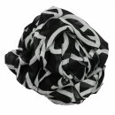 Cotton scarf - Peace sign pattern 10 cm black - white - squared kerchief
