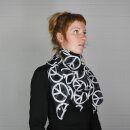 Cotton scarf - Peace sign pattern 10 cm black - white - squared kerchief