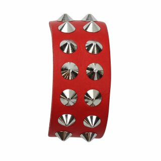Leather-Bracelet with studs 2-row - red