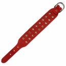 Leather bracelet with studs - Bracelet with spiked rivets 2-row - red