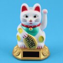 Lucky cat - Maneki Neko - Waving cat - solar - round socket - 8 cm - white