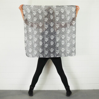 Baumwolltuch - Totenköpfe 2 schwarz - weiß - quadratisches Tuch