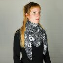 Cotton scarf - Skulls 2 black - white - squared kerchief