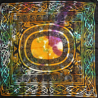 Baumwolltuch - Keltisches Tribal schwarz - tie dye 01 - quadratisches Tuch