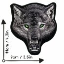 Aufnäher - Wolf - Wolfsgesicht grüne Augen - Patch