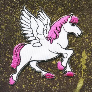 Aufnäher - Pferd Pegasos - weiß-pink - Patch
