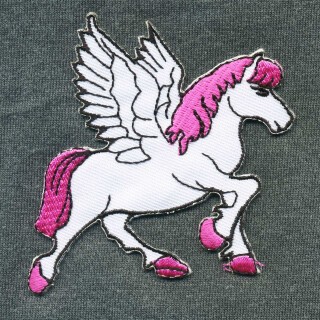 Aufnäher - Pferd Pegasos - weiß-pink - Patch