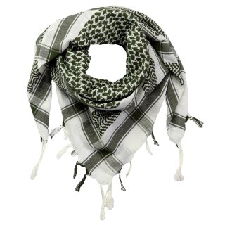 Kufiya - white - green-khaki - Shemagh - Arafat scarf