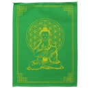 Gebetsfahne - Flagge - Blume des Lebens - Buddha - Stoff - ca. 20 x 15 cm