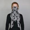 Cotton Scarf - Stars 8 cm grey - black - squared kerchief