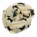 Baumwolltuch - Sterne 8 cm beige - schwarz - quadratisches Tuch