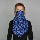 Cotton scarf - Peace sign pattern 10 cm blue - black - squared kerchief