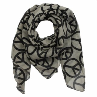 Cotton scarf - Peace sign pattern 10 cmgrey - black - squared kerchief