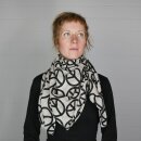 Baumwolltuch - Peace Muster 10 cm beige - schwarz - quadratisches Tuch
