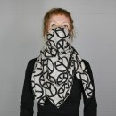 Cotton Scarf - Peace sign pattern 10 cmbeige - black - squared kerchief