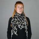 Baumwolltuch - Peace Muster 10 cm schwarz - beige - quadratisches Tuch