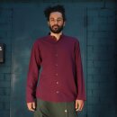 Mens Shirt - Dress Shirt - Stand-up Collar - Mandarin Collar - plum