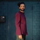 Mens Shirt - Dress Shirt - Stand-up Collar - Mandarin Collar - plum
