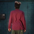 Mens Shirt - Dress Shirt - Stand-up Collar - Mandarin Collar - plum