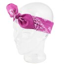 Bandana Tuch - Paisley Muster pink - weiß - quadratisches Kopftuch