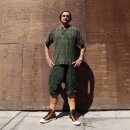 Mens Shirt - Dress Shirt - Stand-up Collar - Mandarin Collar - Short Sleeve - black - cracked look