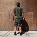 Mens Shirt - Dress Shirt - Stand-up Collar - Mandarin Collar - Short Sleeve - black - cracked look