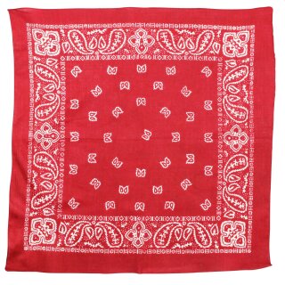 Bandana Tuch - Paisley Muster 01 - rot - weiß - quadratisches Kopftuch