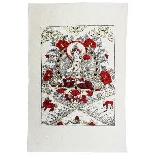 Poster - Religious Motif Posters - handprinted - lokta-paper - White Tara
