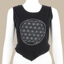 Top with cut outs - Crop Top - Shirt - sleeveless - Flower of life - black