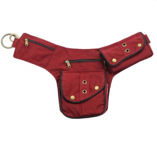 Premium Gürteltasche - Frank - rot-bordeaux - Bauchtasche - Hüfttasche mit mehreren Taschen