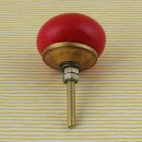 Möbelknauf aus Keramik Shabby Chic rund - einfarbig - rot