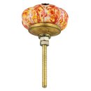 Ceramic door knob shabby chic Rosette - bicolor - red-yellow speckled