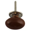 Möbelknauf aus Keramik Shabby Chic klein - oval - braun