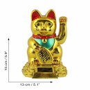 Lucky cat - Maneki Neko - Waving cat - solar - round socket - 15 cm - gold