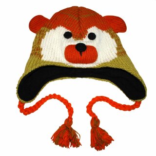 Woolen Hat - Teddy orange green - Animal Hat