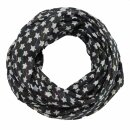 Cotton scarf - Stars 1,5 cm black - white Lurex...