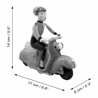 Blechspielzeug - Scooter Girl - Mädchen auf Motorroller - Roller - blau-hellblau