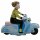 Blechspielzeug - Scooter Girl - Mädchen auf Motorroller - Roller - blau-hellblau