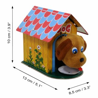 Blechspielzeug - Hundehaus - Dog House - Hund in Hundehütte zum Aufziehen