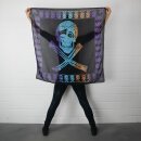 Baumwolltuch - Totenkopf Pirat mit Knochen - schwarz - tie dye - quadratisches Tuch
