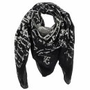 Cotton scarf - gothic pentagram bat - black-white -...