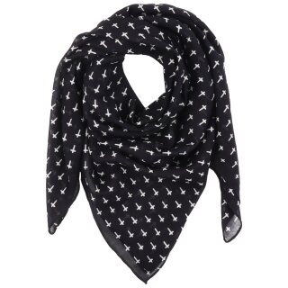 Cotton scarf - gothic crosses - grave crosses - black-white - squared kerchief